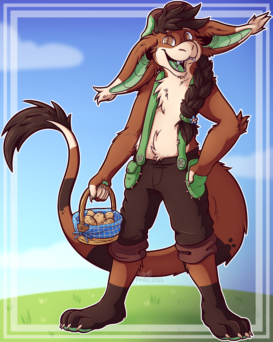 Collecting Eggs by kstreetalley, anthro, character, creature, digital, drawing, original species