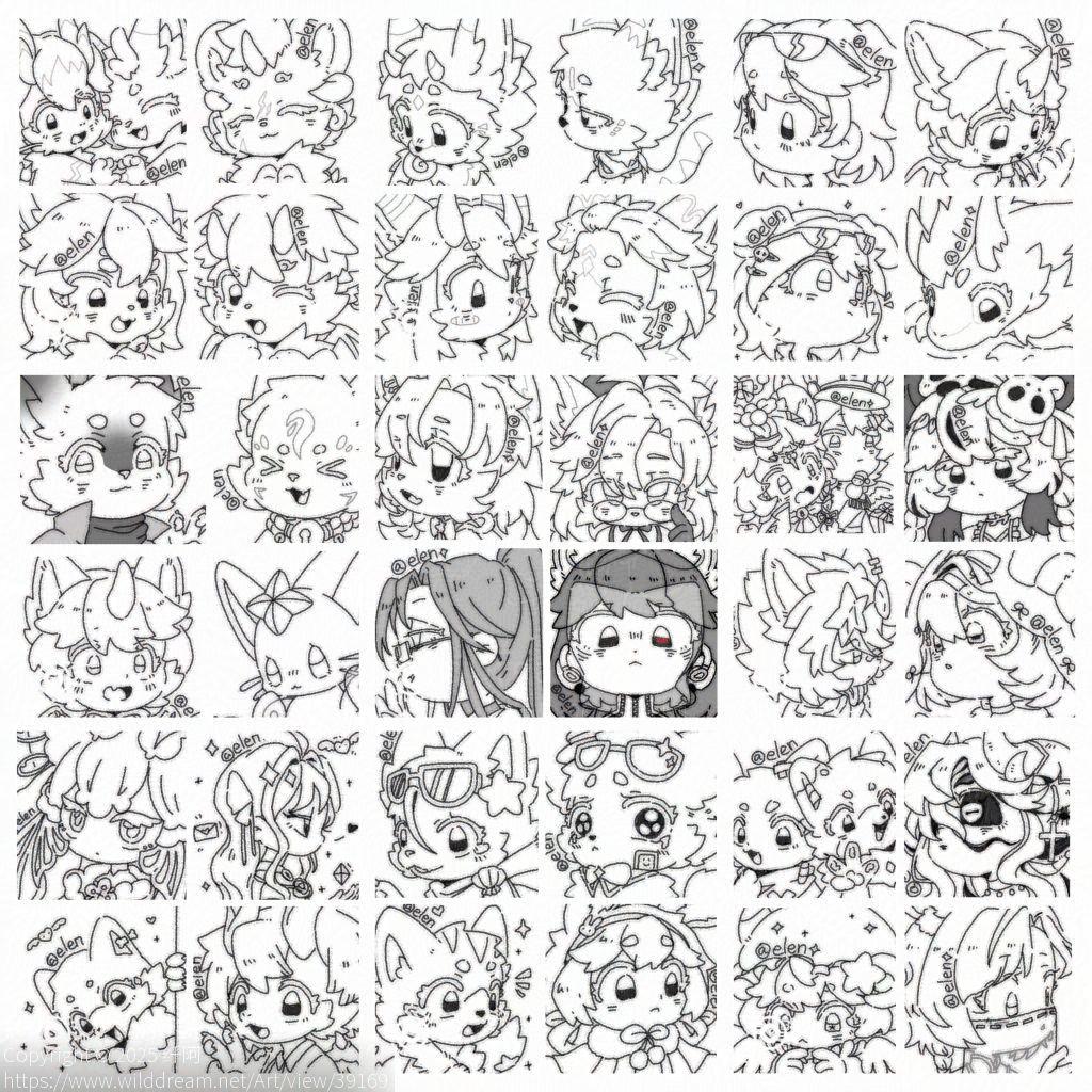 二值笔小头像×16 by 纤阿