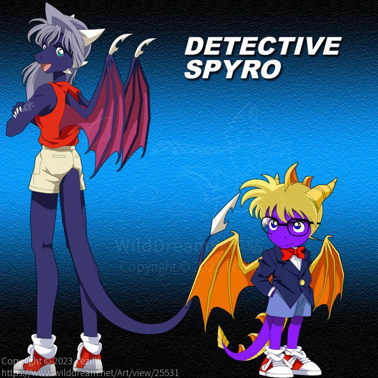 名侦探斯派罗 by Tezilla, Cynder, Spyro, 侦探, 斯派罗, 柯南, 龙