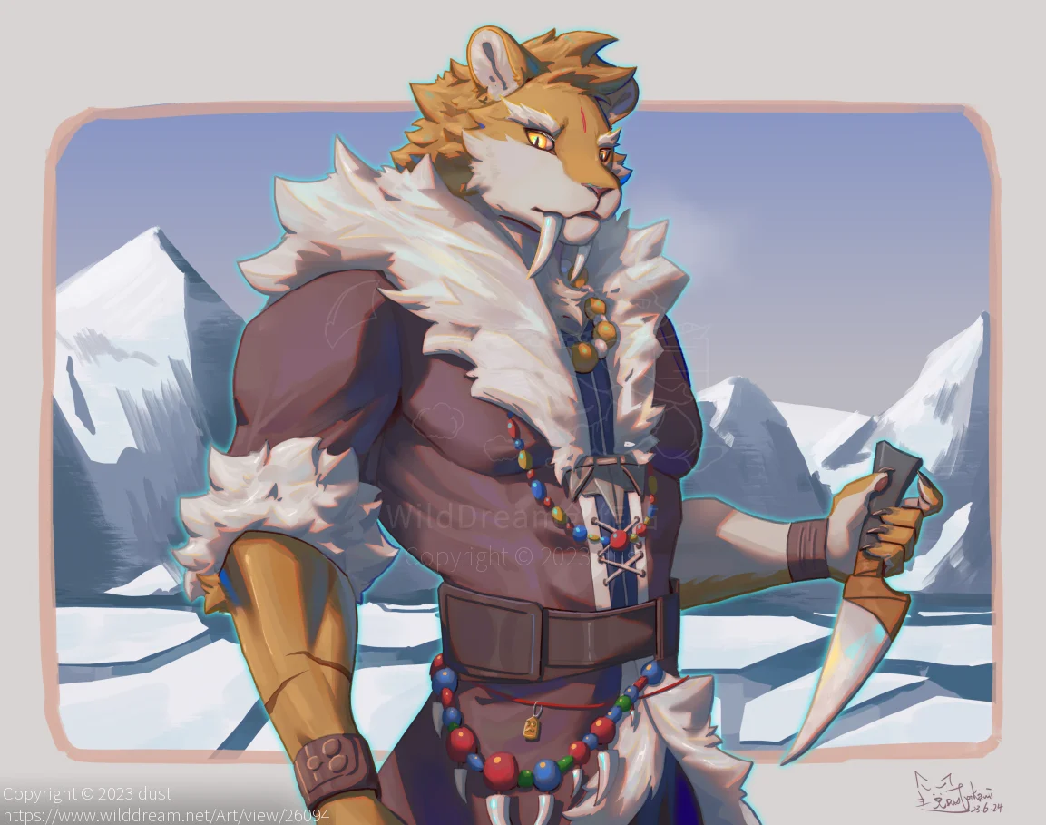 冰河 by dust, furry, 兽人, 虎