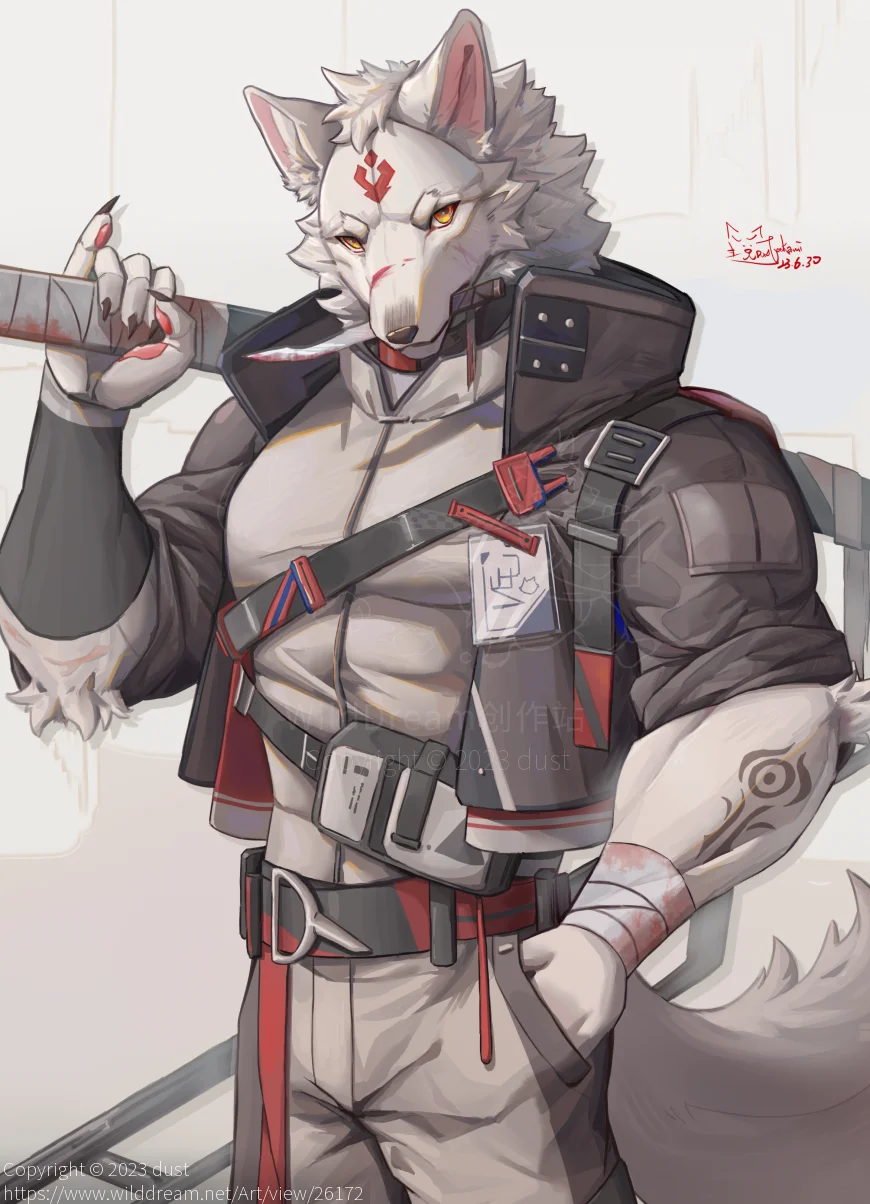 塵 by dust, furry, 兽人, 狼