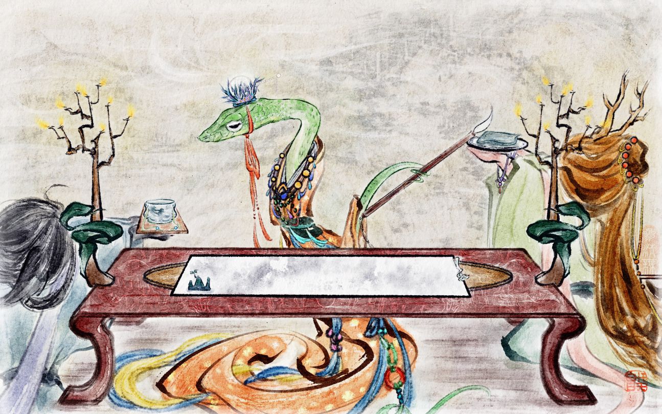  《宝珠破幻明清台，执笔绘尽荒唐梦。》 by 叁清无, 白日升天 企划 蛇 支线