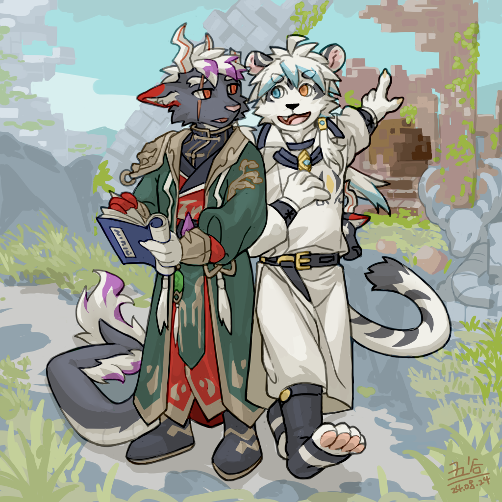 在那边! by kyufuru, 白虎, 黑龙