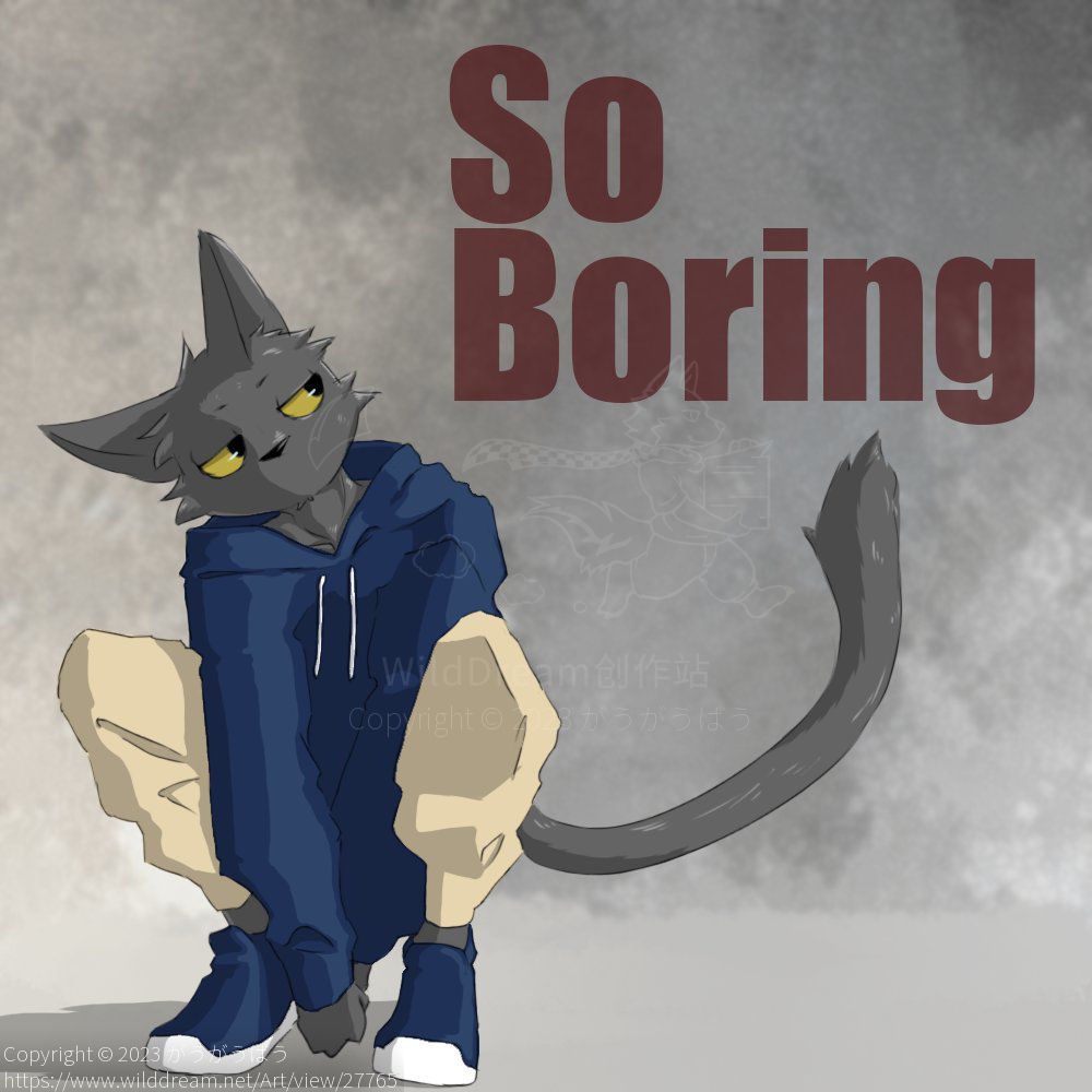 Boring day by がうがうばう, black cat, furry