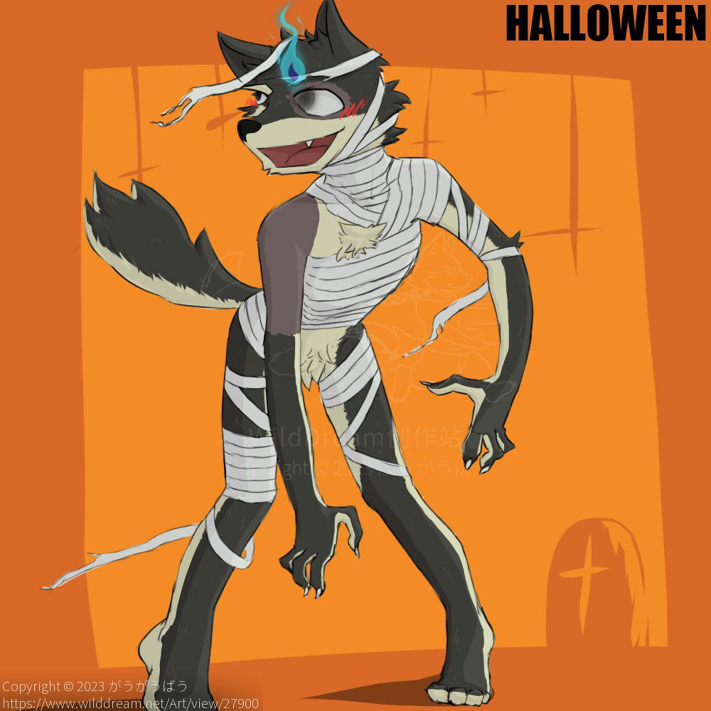 Trick or treat? by がうがうばう, furry, Halloween 