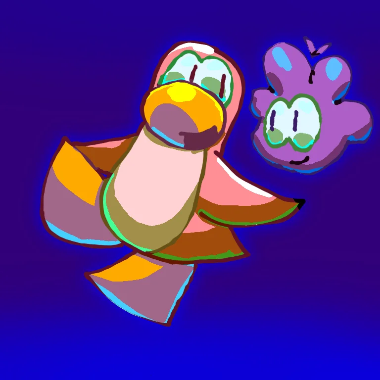 桃企鵝和紫色泡芙 by M3GG1RL, club penguin, M3GG1RL, 企鵝, 企鵝俱樂部, Penguin 