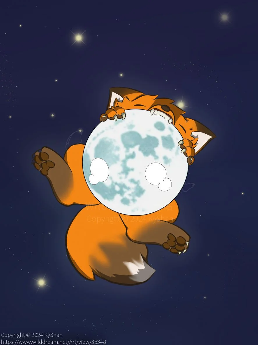 eat mooncake,but I have no cake. by KyShan, fox, furry, paw