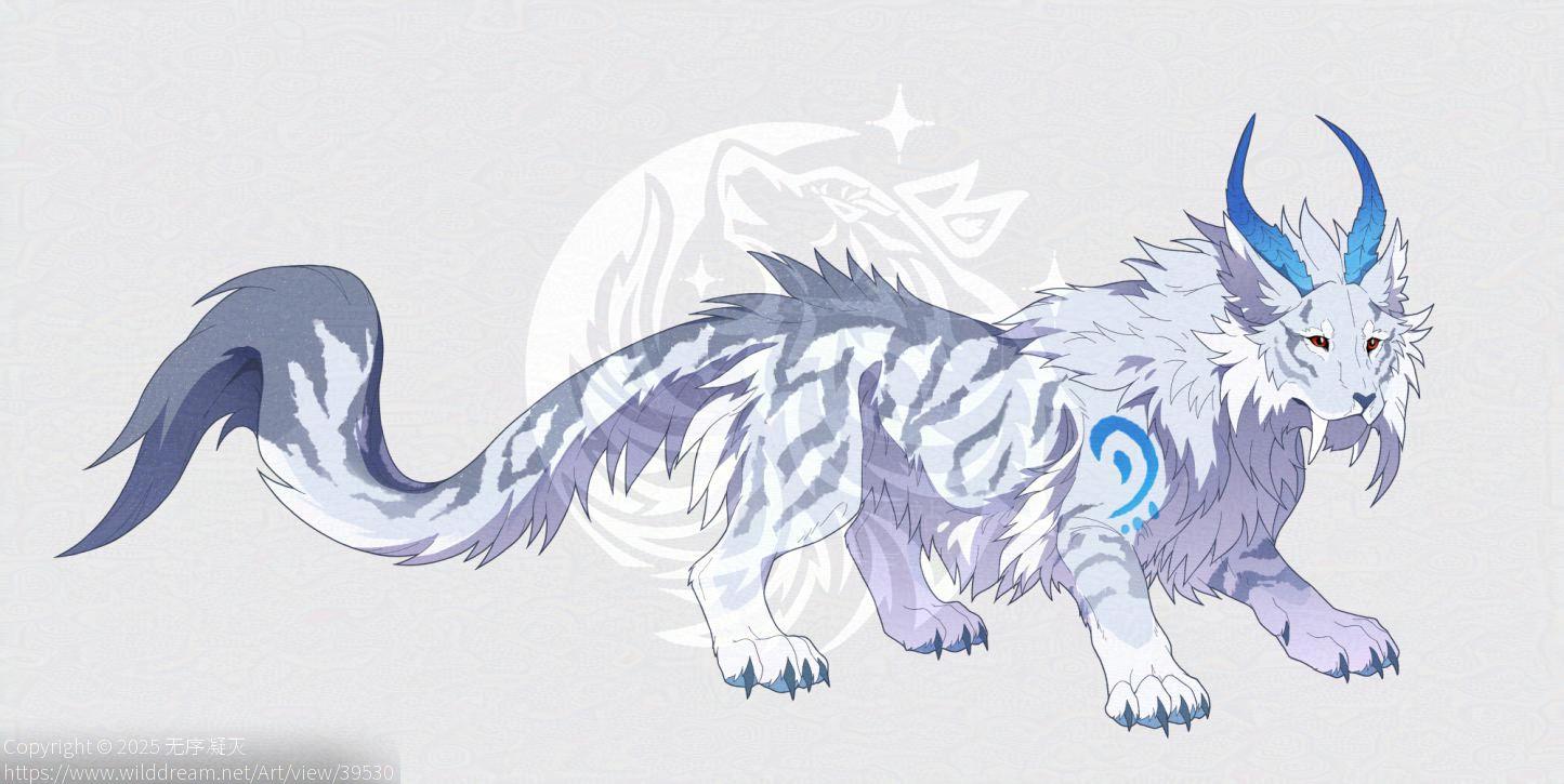 OC by 无序凝灭, 兽设, 大猫, 幻想生物, 插图, 猫设, 纯动物