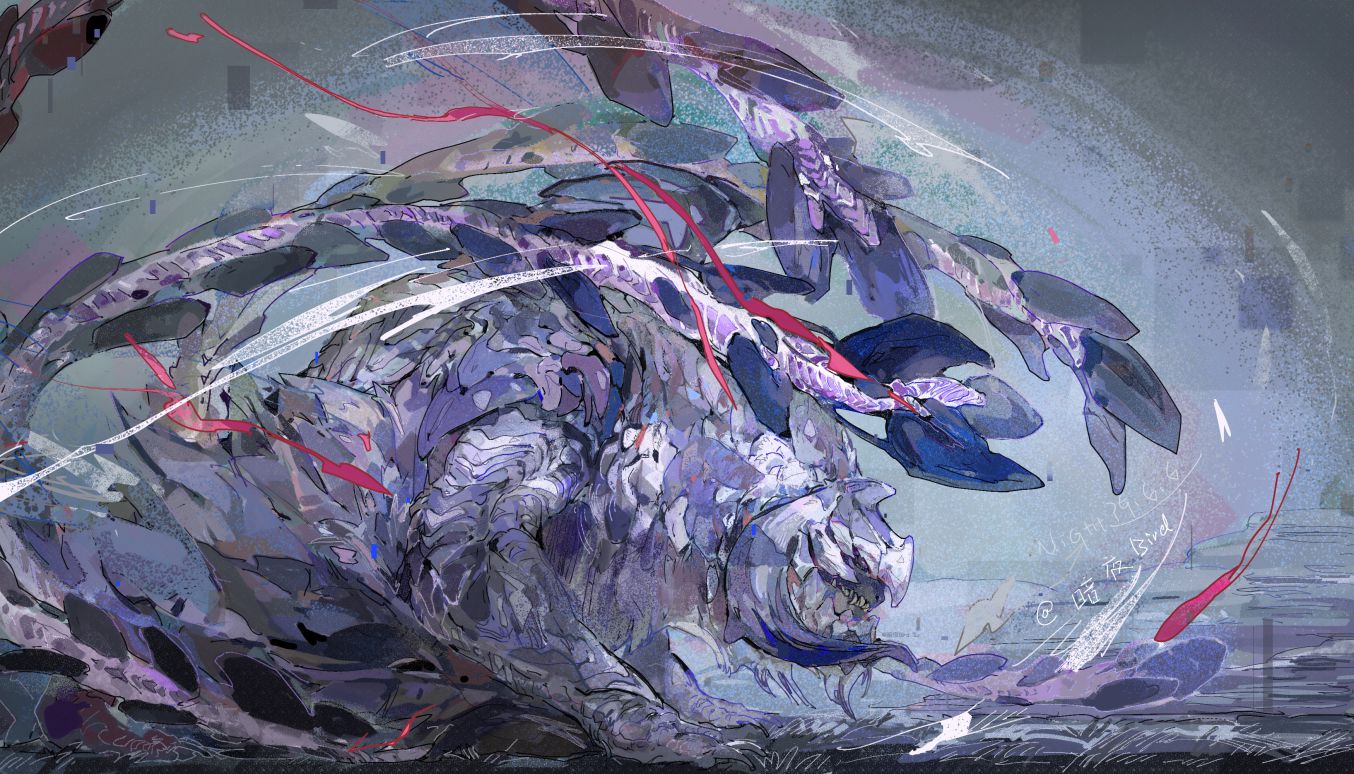 怪猎同龙锁刃龙 by 暗夜, 同人, 幻想生物, 怪物猎人, 插图