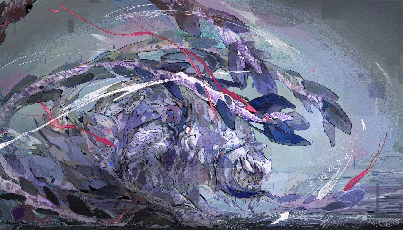 怪猎同龙锁刃龙 by 暗夜, 怪物猎人, 同人, 插图, 幻想生物