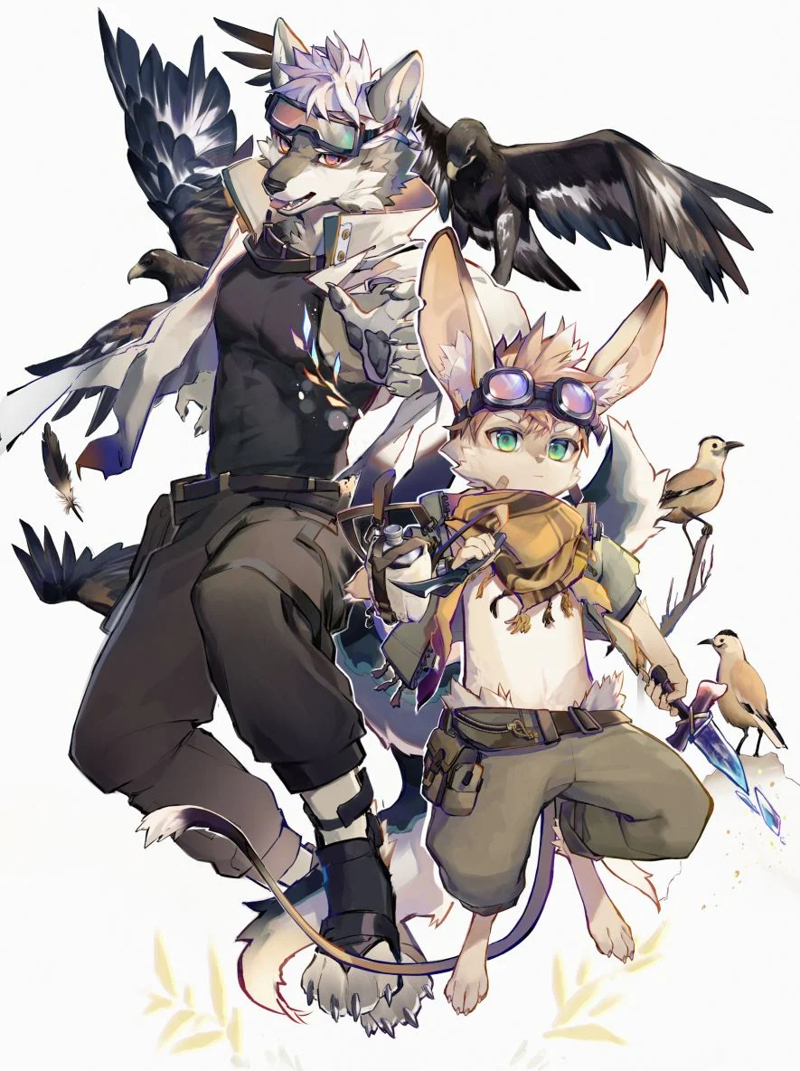 Blossom by 碳块糕, 兽人, 插画, 板绘, 狼, 鸟, 鼠