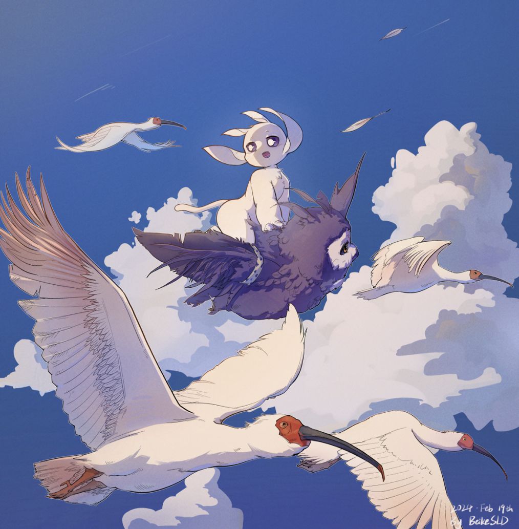 自在游 by 贝壳SLD, furry, ori, 朱鹮, 猫头鹰, 精灵, 飞禽