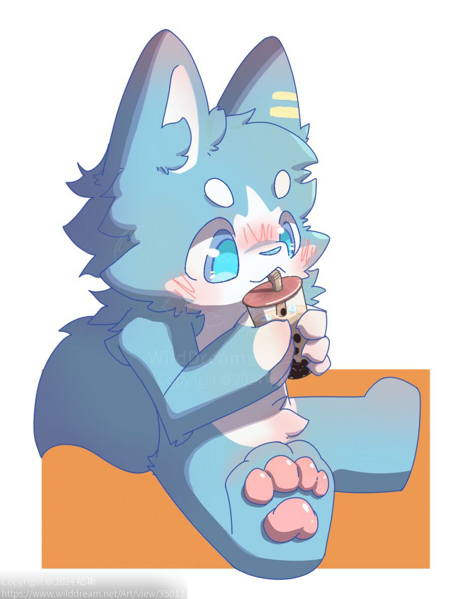 摸摸鱼|°з°| by 岑小野鹿, furry, 板绘