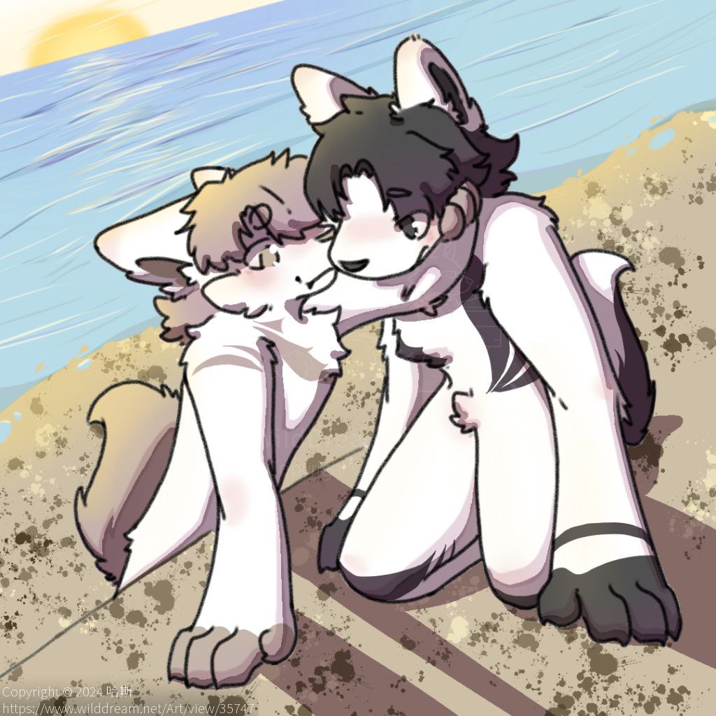 ੭ ᐕ)੭*⁾⁾亲亲 by 岑小野鹿, furry, 手绘, 板绘