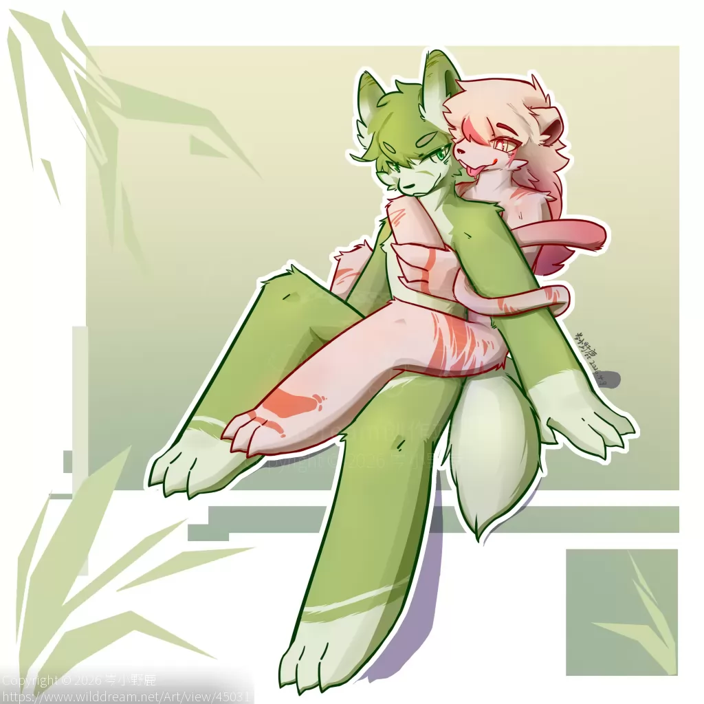 2号贴贴喵 by 岑小野鹿, furry, 板绘