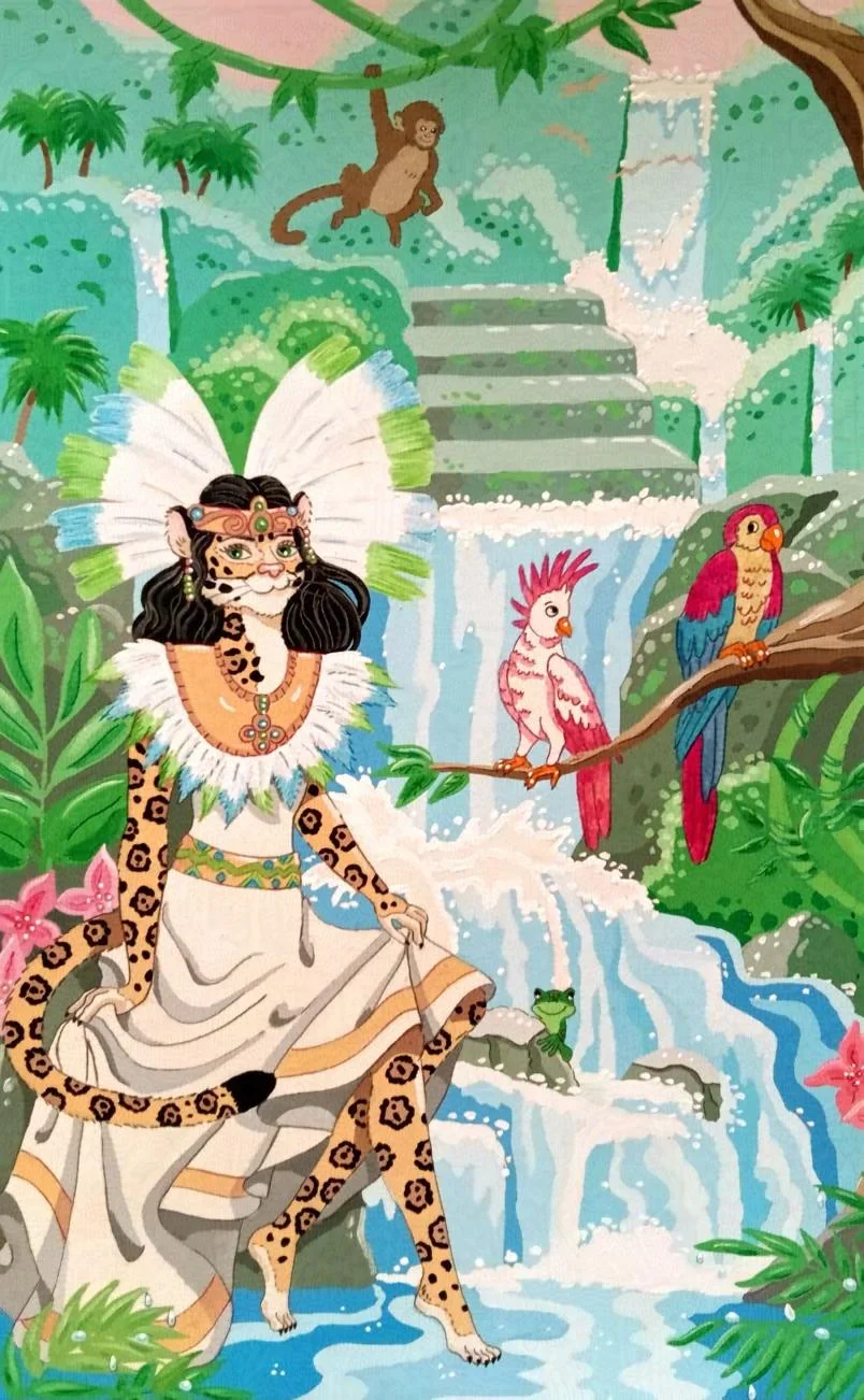 Rain Forest Princess by FoxyFlapper, aztec, jaguar, jungle, rainforest