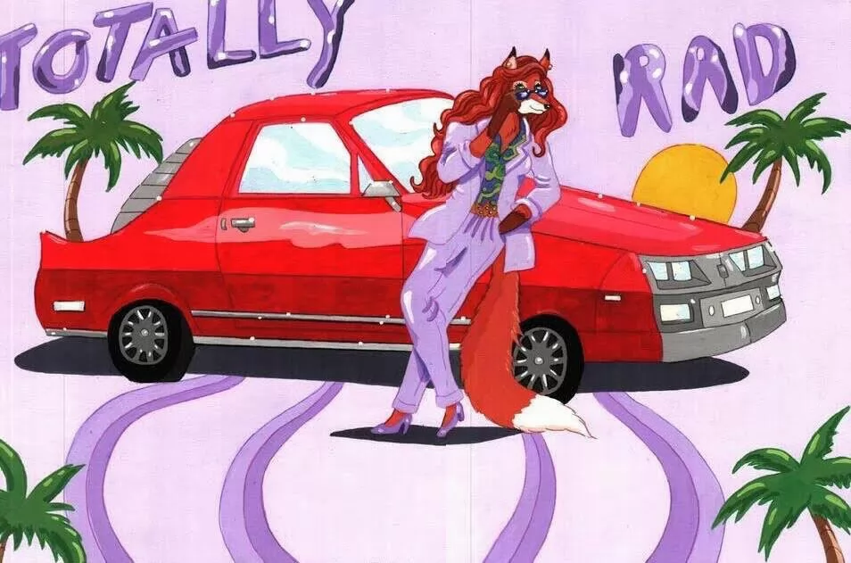 Get Out Of My Dreams (And Into My Car) by FoxyFlapper, 1980's, car, foxgirl, retro, vaporwave