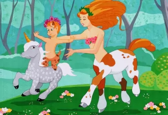 Fantasia Centaurette,Faun,And Unicorn by FoxyFlapper