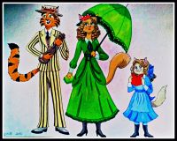 1910 Cat Family by SherryHillArt