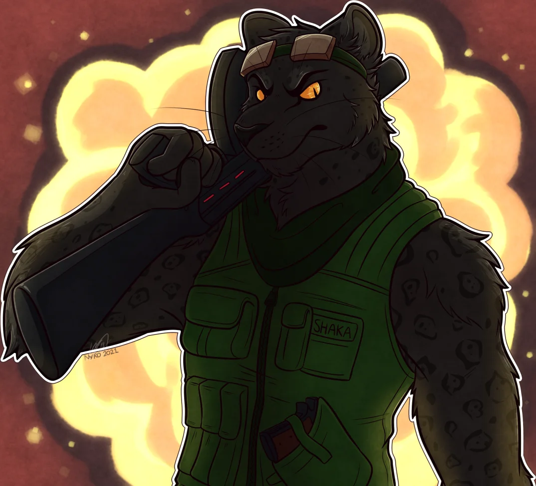 Explosion Time! by kstreetalley, animal, character, digital, drawing, jaguar, mammal, panther