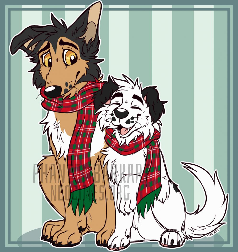 Scarf by kstreetalley, character, digital, canine, mammal, drawing, animal, holiday, dog, german shepherd, mutt, cartoon, sketch, drawcember