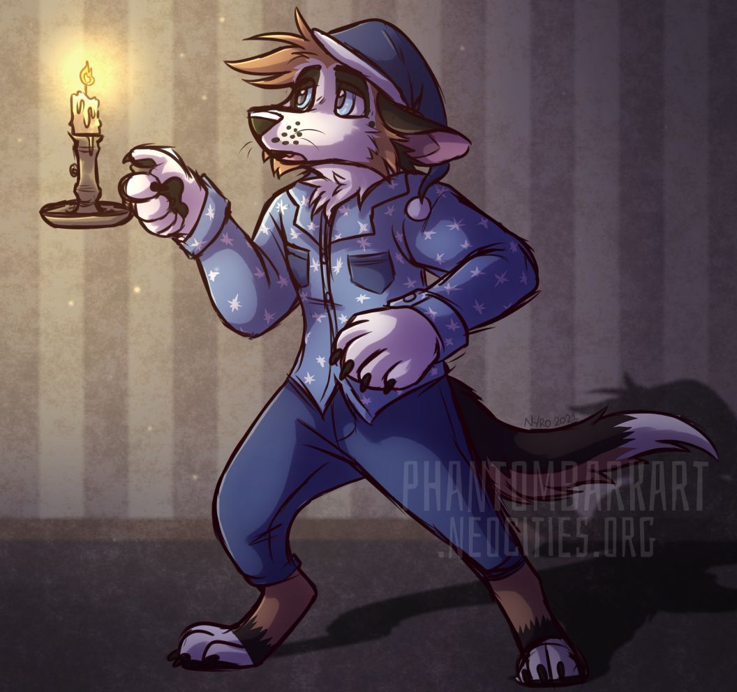 Candle by kstreetalley, character, digital, canine, mammal, anthro, drawing, animal, german shepherd, dog, panda shepherd, sketch, drawcember