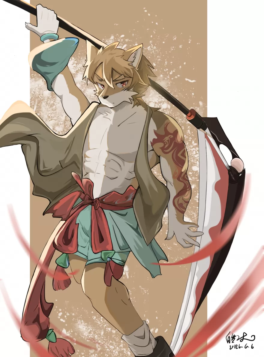 镰刀小狼 by haomu, 原创/狼/狼兽人/镰刀/武士/