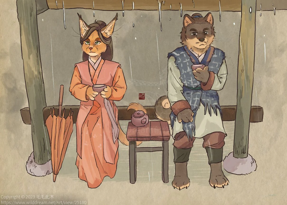 2023.4.24观剑雨有感 by 毛毛此木, 中国风, 古风, 武侠, 狞猫, 田园犬