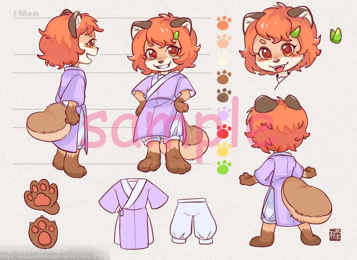 2023.8角色设定 by 毛毛此木, 可爱, 狸猫, 角色设计