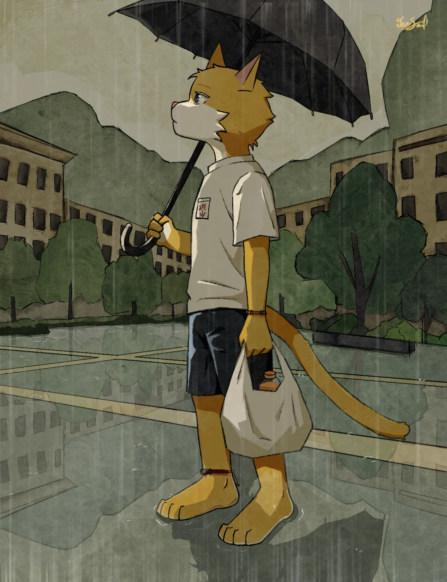 雨 by 久沙, furry, oc
