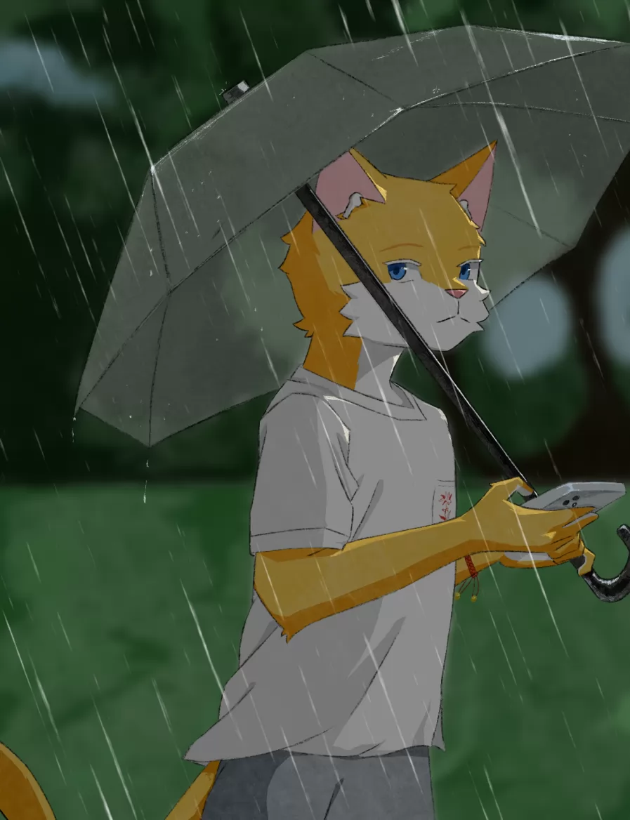 雨季 by 久沙, furry, oc, 猫