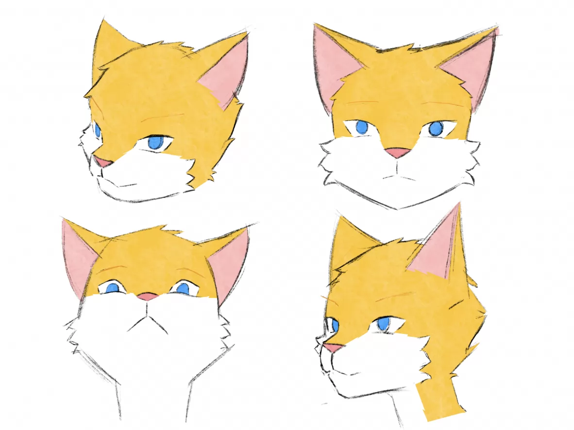 头部练习 by 久沙, furry, oc, 猫