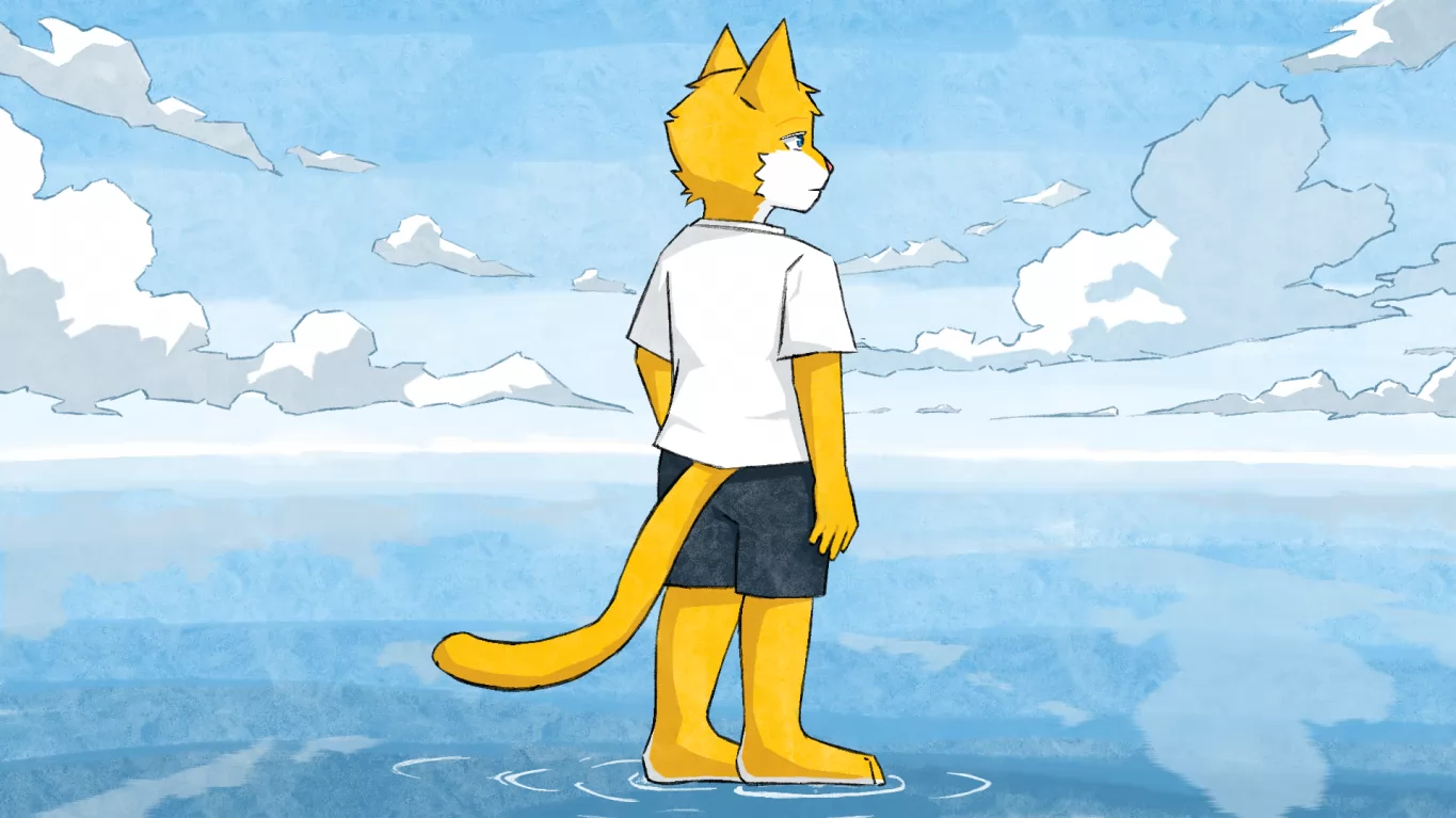 静 by 久沙, furry, oc, 猫