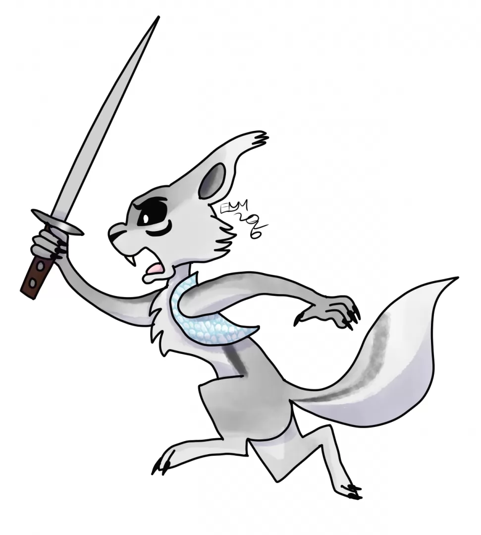 Abert's squirrel by EternalMoon, anthro, digitigrade, fantasy, mammal, rodent, sciurid, squirrel, sword, weapon