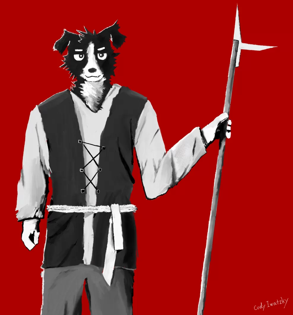 Spear by 岩槻｜Cody_Iwatzky, anthro, border collie, border_collie, canine, dog, furry, male, spear, 兽人, 武器, 狗