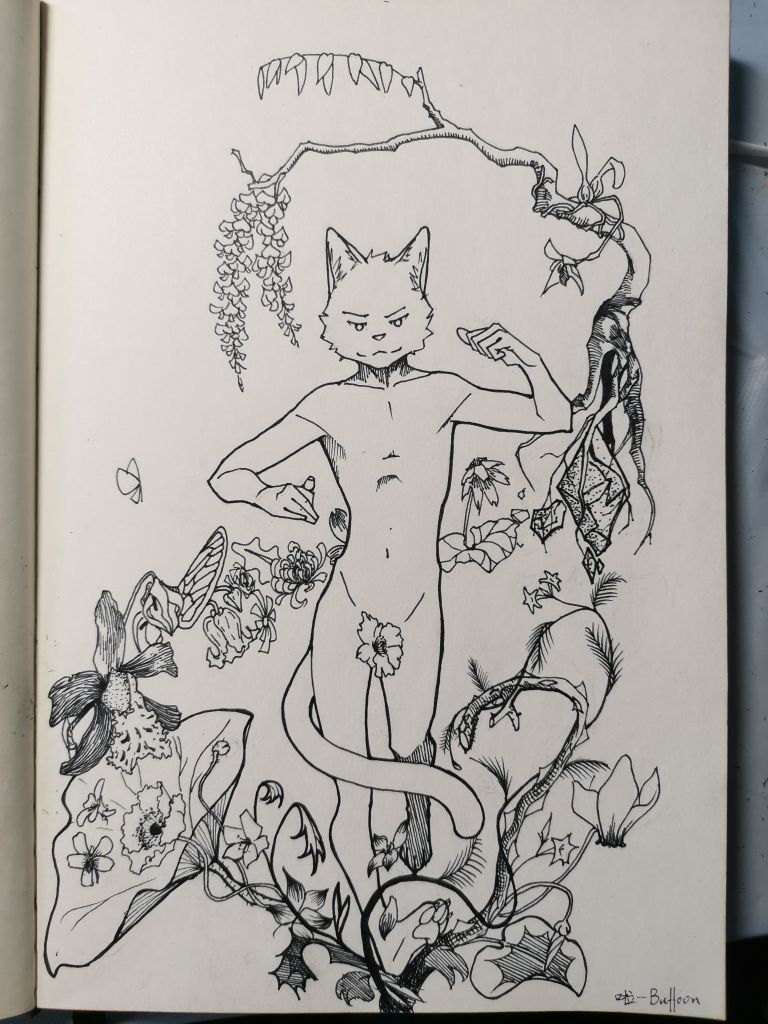 踏花 by 啦buffoon, 花, 兽人, 猫