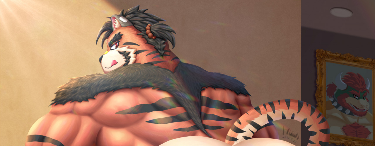 AshenDawger by 悠虎, furry, Bara, muscle, tiger