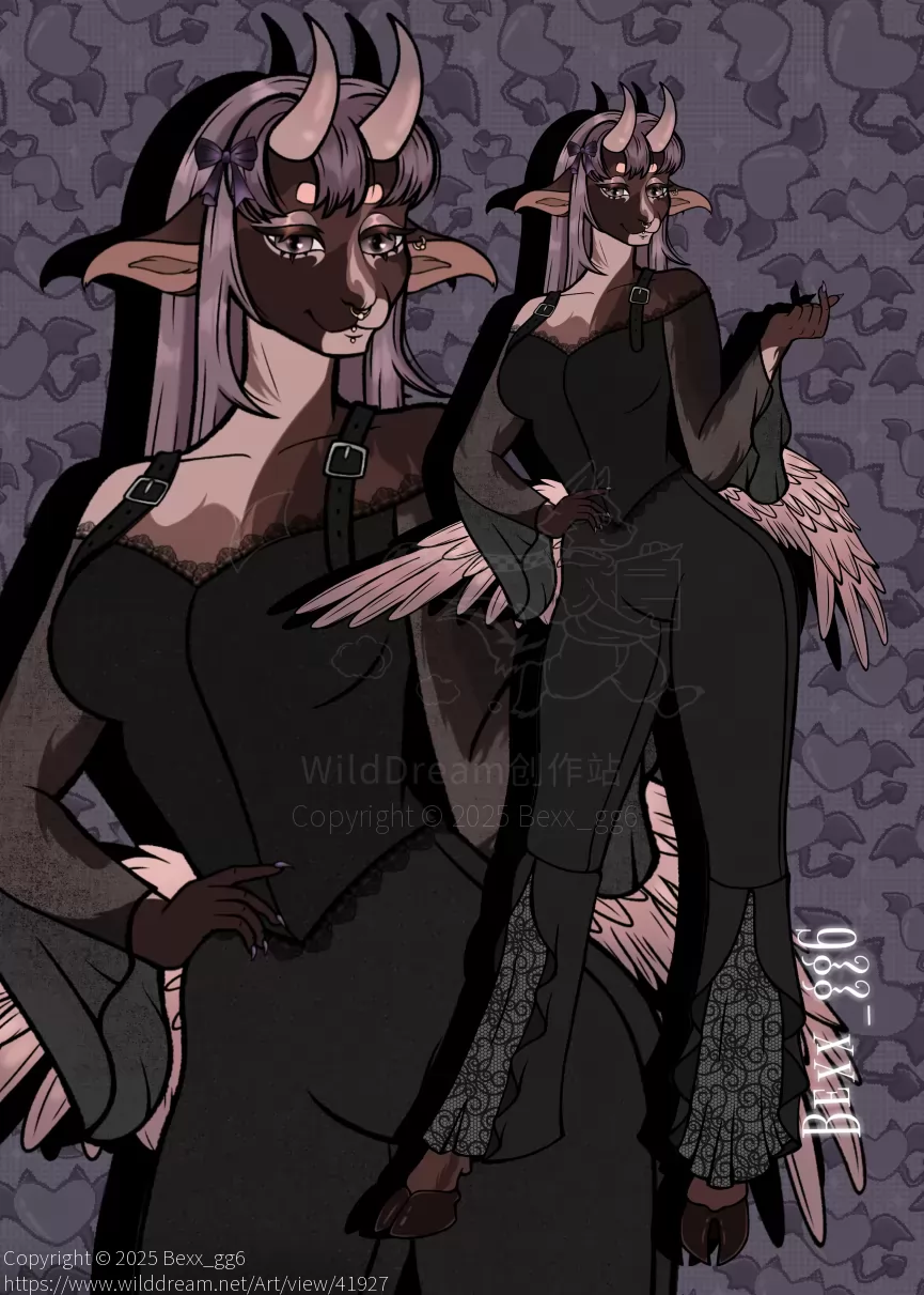 Comm piece 4 💕 by Bexx_gg6, Angel , Anthro, Baphomet, Commission, Dark, Demon, Goat, Goth, Horns, Mixed, Oc, Wings