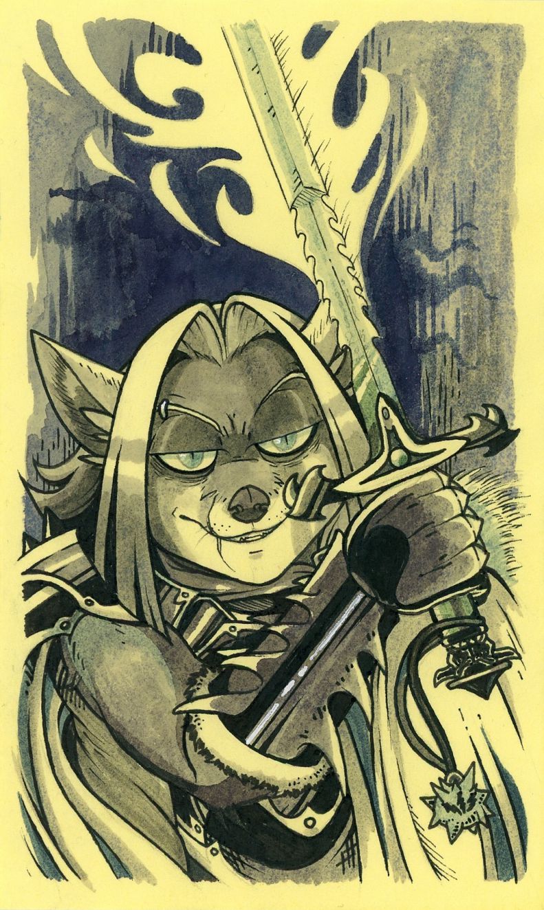 Baldur's Frey-te (Inkwash) by Motsaenggin, anthro, furry, kemono, kitsune, motsaenggin, ケモノ