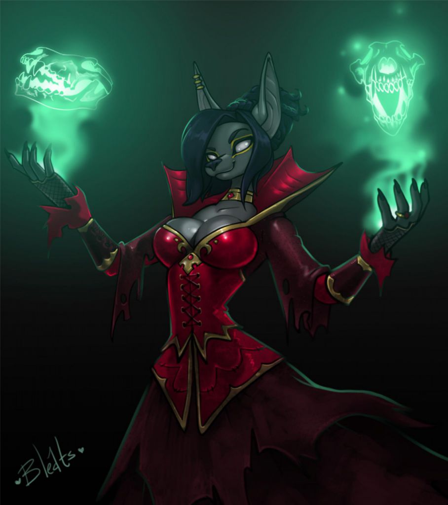 Anubian Warlock by Bleats, Solo, Female, Jackal, Warlock, Magic, Skulls, Clothes, Fur, Hair, Art, Digital, Commission