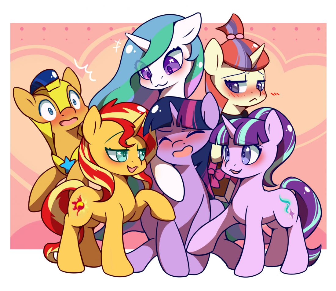 嘿嘿全 by BlueEye, MLP, pony, 余辉烁烁, 同人, 宇宙公主, 小马, 星光熠熠, 月舞, 板绘, 紫悦, 闪卫