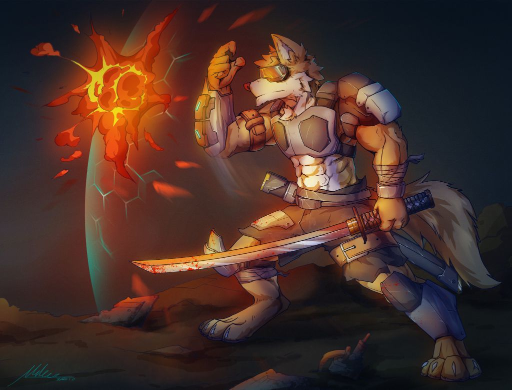 遇敌 by Mike, 狼, 战士, 科幻