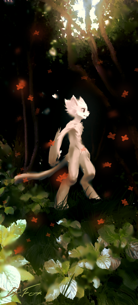小白在森林里 by Dr.Fox, 兽, 兽人, furry, 白, 森林, 旅行
