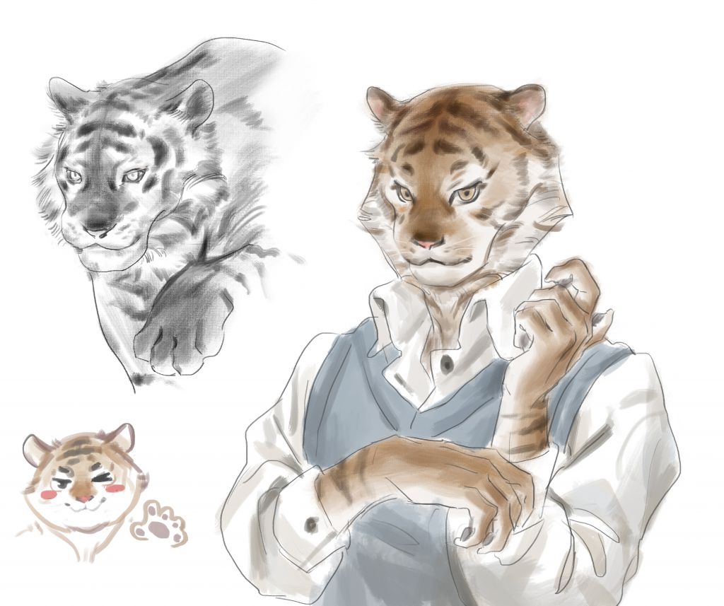 大脑斧 by 一碗稀饭, 老虎, furry, 虎