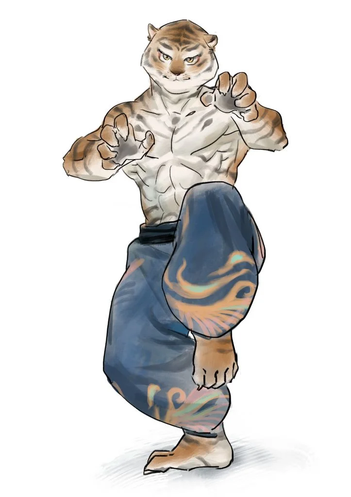 打拳 by 一碗稀饭, furry, 虎, 老虎