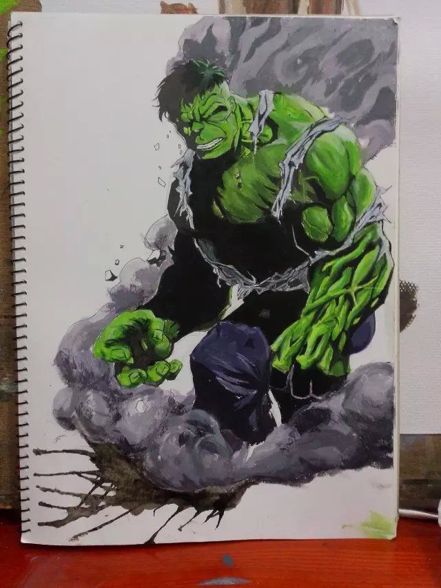 尝试用水粉画的HULK，嗯。。还没掌握 by 法二鲨的大白牙