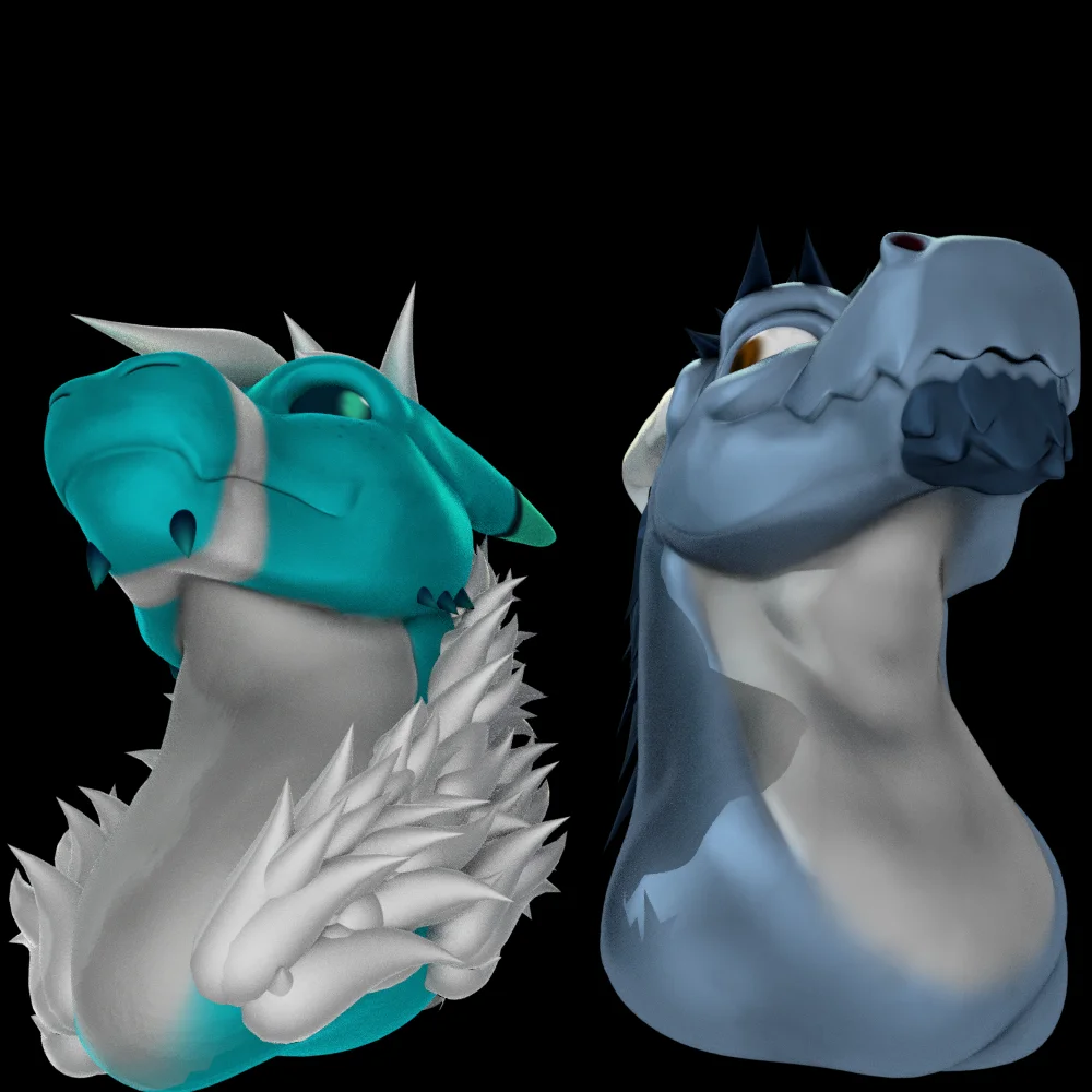 Retro and Kamex by Jellofox, blender, sculpt