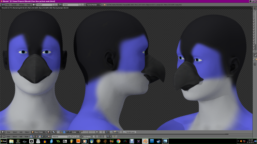 Blue jay mask by Jellofox, Mask, Sculpt, Bird