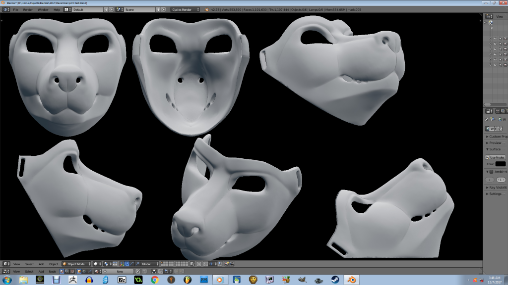 wolf mask prototype by Jellofox, wolf, mask, blender, sculpt