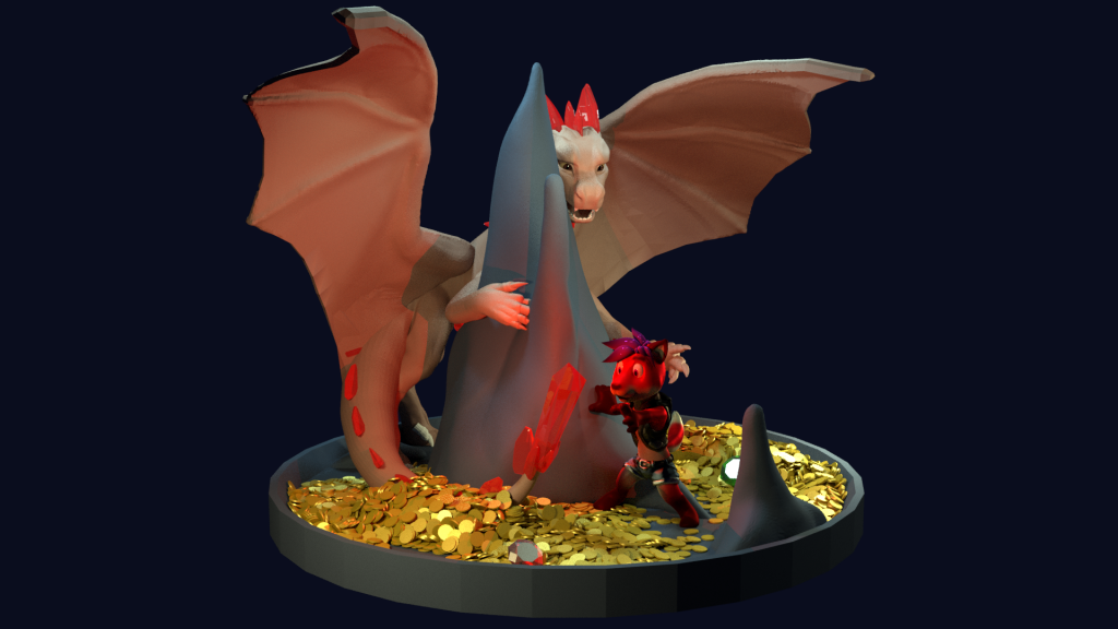 Yan Wiah collaberation by Jellofox, Collab, Fox, Dragon, Treasure, sculpt, Blender